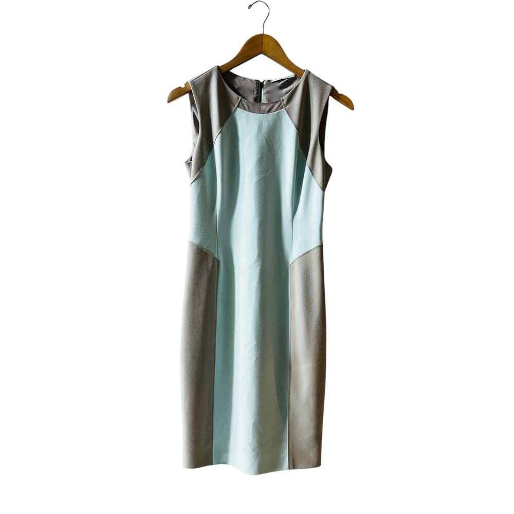 T Tahari Cream Nude Colorblock Sleeveless Sheath Dress Size 2
